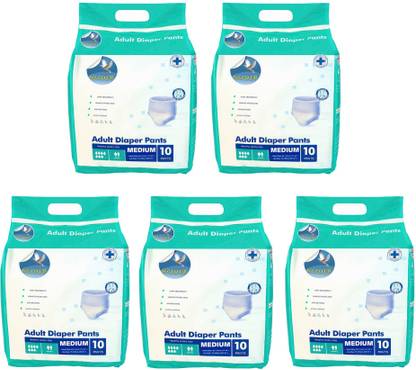 GLIDER Adult Diaper Pull Ups MEDIUM - Pant Style (Count10) (29-41 inch, 75-105 cm) (Pack of 5) Adult Diapers - M