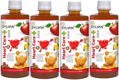 SYLVAN AYURVEDA HEART CARE+ JUICE IN 500ML HELP IN HEART DISEASE, IMPROVE BLOOD CIRCULATION | SET OF 4| JAMBO PACK
