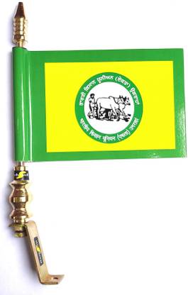 FLASHFULL Bharti Kisan Union Flag Double Sided Wind Car Window Flag