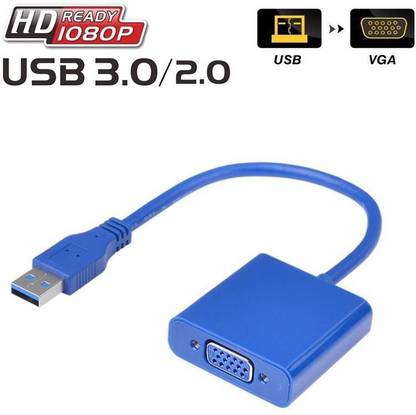 microware VGA Cable 0.01 m USB 3.0 to VGA Adapter, Multi-display Video VGA Converter Gaming Adapter (Blue, For PC)