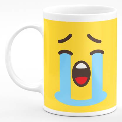 NH10 DESIGNS Loudly Crying Face HD Printed White Microwave Safe For Kids, Boys, Girls, Friends, Mother, Father, Husband Hubby, Wife Wifey, Boyfriend, Girlfriend, Brother, Sister Ceramic Coffee Mug
