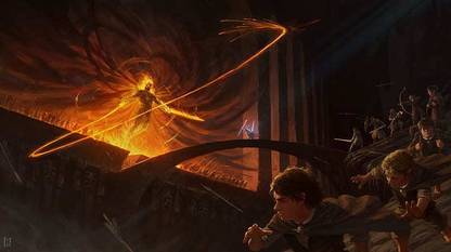 Fantasy Art The Lord Of The Rings Gandalf Balrog Frodo Baggins Matte Finish Poster Paper Print
