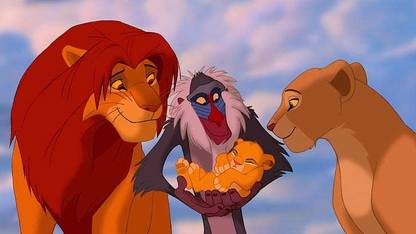 Nala And Kiara Simba Is In The Hands Of The Monkey Rafiki Iki The Lion King Cartoons Matte Finish Poster Paper Print