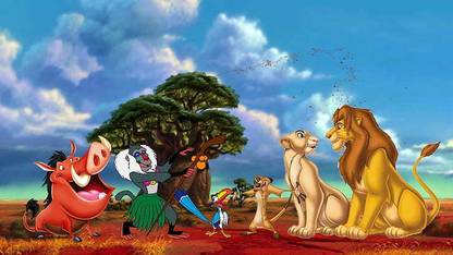 The Lion King Pig Pumba Monkey Rafiki Parrot Zuzu Timon Simba And Nala Matte Finish Poster Paper Print