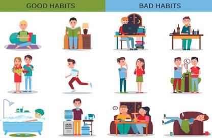 Learning Poster|Good Habits|Bad Habits|Interior Wall Poster|Poster For Drawing Room, Study Room, School|Kids Poster for Interior Wall|High Resolution 300 GSM Poster Paper Print