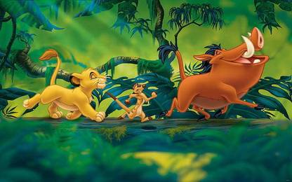 The Lion King Simba Timon And Pumbaa Cartoons Matte Finish Poster Paper Print