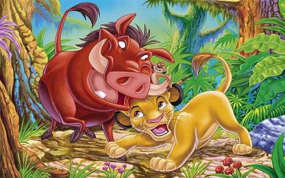 Simba Timon And Pumbaa Cartoon The Lion KingMatte Finish Poster Paper Print