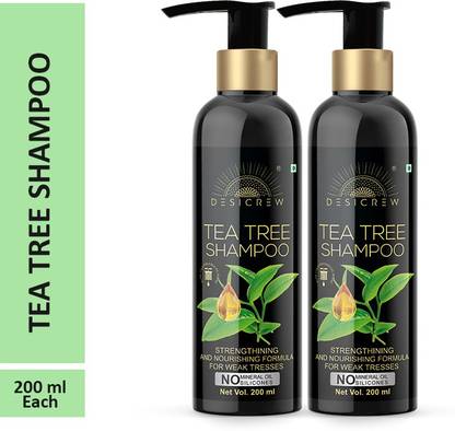 Desi Crew Premium Tea Tree Anti-Dandruff Shampoo For Weak Tresses , Strengthining & Nourishing Shampoo 200 ml Pack of 2 Bottle 400 ml