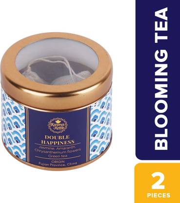 Karma Kettle Double Happiness 2 dragon balls Green Tea Bags Tin