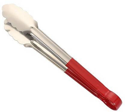 KitchenFest ST-07 ® Stainless steel BBQ Kitchen Food Tong with Vinyal Coating Handle Utility Metal Tong, 9 Inch 23 cm Utility Tongs