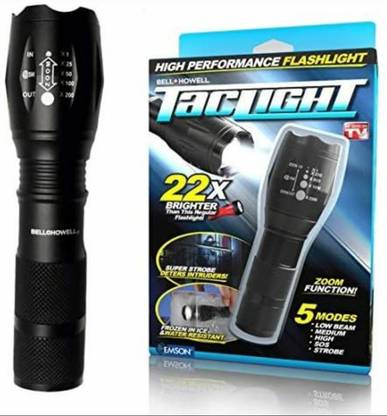 TacLight EMSON 5 Mode LED Waterproof Long Beam Metal Torch 15W Flashlight Torch Zoomable LED Torchlight use AAA Battery Torch