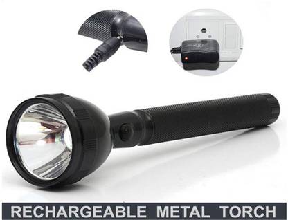 Otexlite 500M Rechargeable 2W Metal Torch Industrial Security Purpose Everyday Day Use Torchlight Torch (Black : Rechargeable) Torch