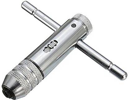AASONS Adjustable T-Rod Handle Racheting Tap Wrench 8mm AASONS Adjustable T-Rod Handle Racheting Tap Wrench, Reversible Rachet Tap Holder, Tapping/Threading Tool Fit For HSS/Carbon Taps, Reamers, Screw Extractors & All Tools With A Square Shank (M3 to M8) Single Sided T Type Wrench