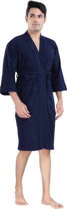 HotGown Plain Navy Blue Large Bath Robe
