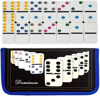 KTRS Smile Domino Tile Game Double 6 Color Dot 28 Pcs Dominoes Set with Carry Bag Match & Educational Game for 2-4 Player ( Model 2) Word Games