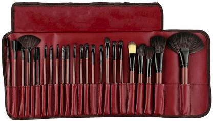 BELLA HARARO Soft Essential Cosmetics 24 Pieces Professional Wooden Makeup Brushes Set with Roll On Pouch