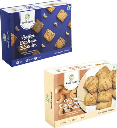 The Flavour Republic Premium Quality Royal Cashew Biscuits & Cashew Butterscotch Biscuits -Combo Cookies Biscuit