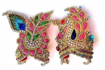 krishnagallery1 Laddu Gopal Mukut 2 Mukut Combo 4,5,6 No Size Laddu Gopal Jarkan Mukut Good Quality Deity Ornament
