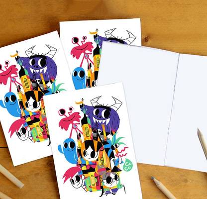 Art Bundle Cartoon Printed School supply Notebook Diary ( 72 Pages Unruled, A5, 90 GSM Natural Shade Paper )-Pack of 6 A5 Notebook No 72 Pages