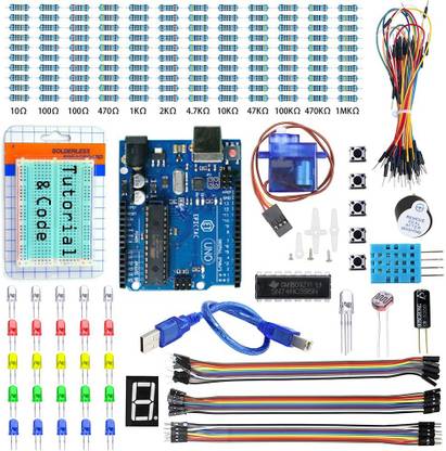 EPICTAC Basic Starter Kit for Arduino UNO R3, Mega2560, Nano with DHT11, Servo, Tilt Sensor, Buzzer Including Tutorial & Codes Educational Electronic Hobby Kit