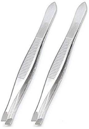 RANJU CREATION 2 Premium Quality Stainless Steel Tweezer Eyebrow Plucker Slant Tip Puller