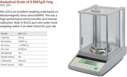 sky technology india Sky 220- Digital analytical weighting balance capacity 0.0001 gm /220 gm Analytical Scale