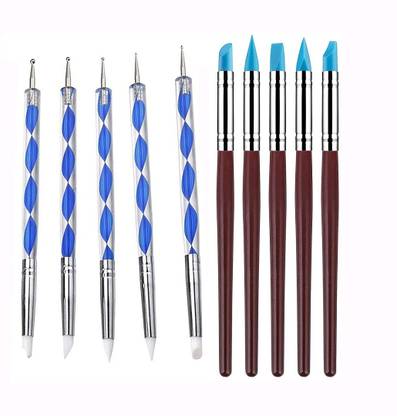 KRAFTMASTERS 10Pcs Clay Sculpting Tools,with 5 Pcs Silicone Clay Sculpting Tool and 5pc Soft Silicone Double Head Carving Tool Kit Dotting Tool for DIY Handicraft