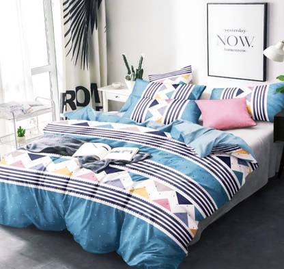1Click 250 TC Cotton Double Printed Flat Bedsheet