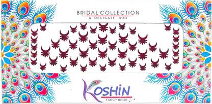 Koshin Half Moon Shape Maharashtrian Style 50 Forehead Maroon Bindis