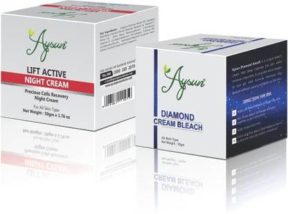 Aysun Lift Active Night Cream & Diamond Cream Bleach Combo Pack of 2
