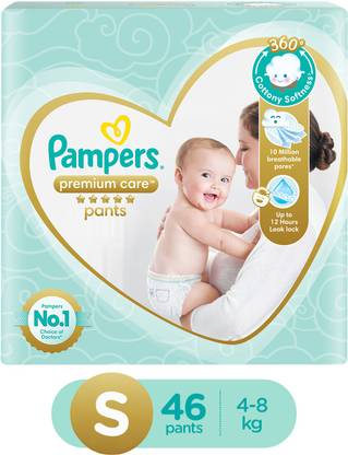 Pampers Premium Pants Cotton like soft Diapers with Wetness Indicator - S