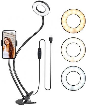 Alchiko New Upgraded LED Ring Light With Wired Remote & Cell Phone Holder Stand For Live Stream, Make up, Video Recording and Video Conference Ring Flash
