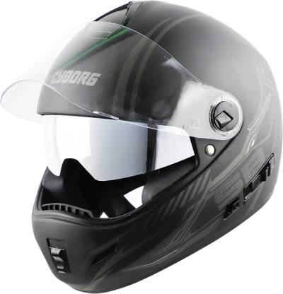 Steelbird Cyborg Cipher Full Face Helmet with Chrome Silver Sun Shield, ISI Certified Helmet Motorbike Helmet