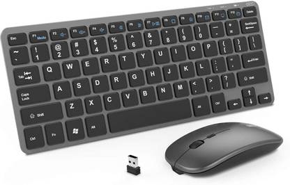 INPHIC Wireless Keyboard and Mouse, 60% Size Wireless Mouse and Keyboard Combo, 2.4GHz Ultra Thin Silent Rechargeable Wireless Keyboard Mouse Combo for PC Desktop Windows Computer Laptop (Grey) Combo Set