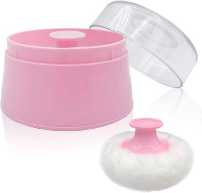 Cuteably BPA Free Baby Powder Puff Box, Large 2.8" Fluffy Body After-Bath Powder Case, Baby Care Face/Body Villus Powder Puff Container, Makeup Cosmetic Talcum Powder Container with Hand Holder (Green)