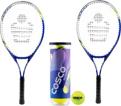 COSCO Drive-26 Tennis Racket "10 to 12 year" (Color & Design on Availability) With Ball Multicolor Strung Tennis Racquet