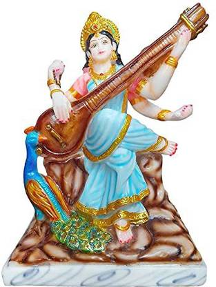 krishnagallery1 New Saraswati Mata Statue Murti Marble Finish Saraswati idol (For Home Poojan Use ,Office ,Gifted Use Item Statue) Decorative Showpiece  -  30 cm