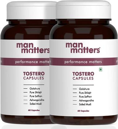 Man Matters Tostero Capsules | Testosterone Booster for Men (Pure Shilajit, Safed Musli)