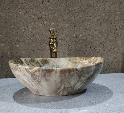 Bherunath Table Top Wash Basin For Bathroom | Counter Top Wash Basin For Living Room | Oval Shape Designer Wash Basin Dimension 16 x 13 inch Counter Top