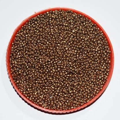 Dhruv Crafts Uni-Gold Round Rocailles/Glass Seed Beads for Jewellery Making, Beading, Embroidery, Art and Craft Standered Quality (1.5 mm, 50 Grams) (Gold, 50 Grm)