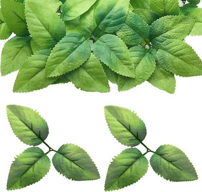 laddu gopal gift House 24 pcs Bulk Rose Leaves Artificial Greenery Fake Rose Flower Leaves Green Rose Artificial Flower