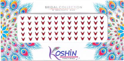 Koshin Red Black Outline Medium Size Shape Half Moon Chand Forehead Red Bindis