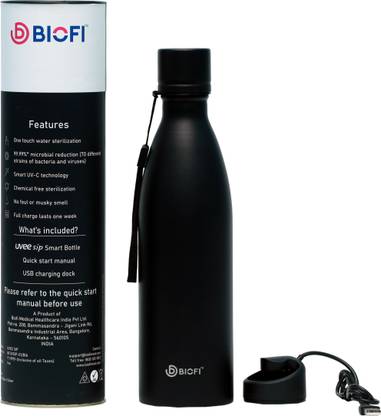 biofi Uvee Sip SS Smart Water Bottle With UV-C Tech, Eliminates 99.99% Germs from water 1000 ml Bottle