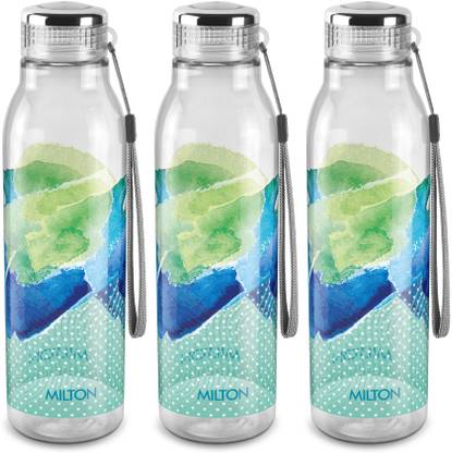 MILTON Helix 1000 Pet Water Bottle, Set of 3, 1 Litre Each, Green 1000 ml Plastic Bottle