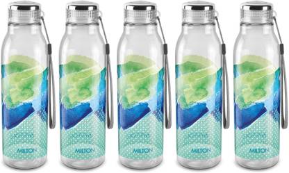 MILTON Helx 1000 Pet Water Bottle, Set of 5, 1 Litre Each, Green 1000 ml Plastic Bottle