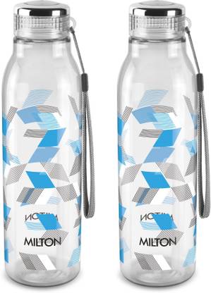MILTON Heix 1000 Pet Water Bottle, Set of 2, 1 Litre Each, Blue 1000 ml Bottle