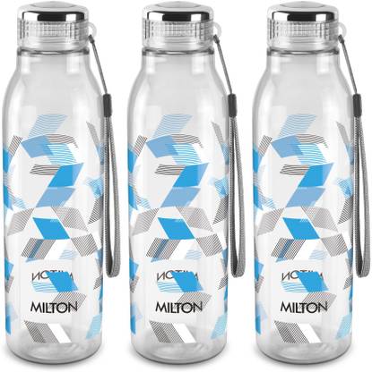 MILTON Helix 1000 Pet Water Bottle, Set of 3, 1 Litre Each, Blue 1000 ml Plastic Bottle