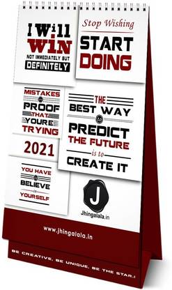Jhingalala Motivational Quotes Printed Table Calendar, Desk Calendar and Planner 2021 Table Calendar