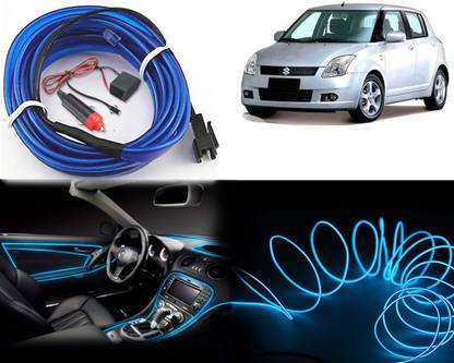 FINCOSTA IceBlue 5Mtr Fancy Light with Adapter Car Dashboard for Swift Type 2 Car Fancy Lights