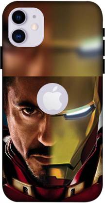 NDCOM Back Cover for iPhone 11 Apple Logo Cut Robert Downey Jr Face Iron Man Printed